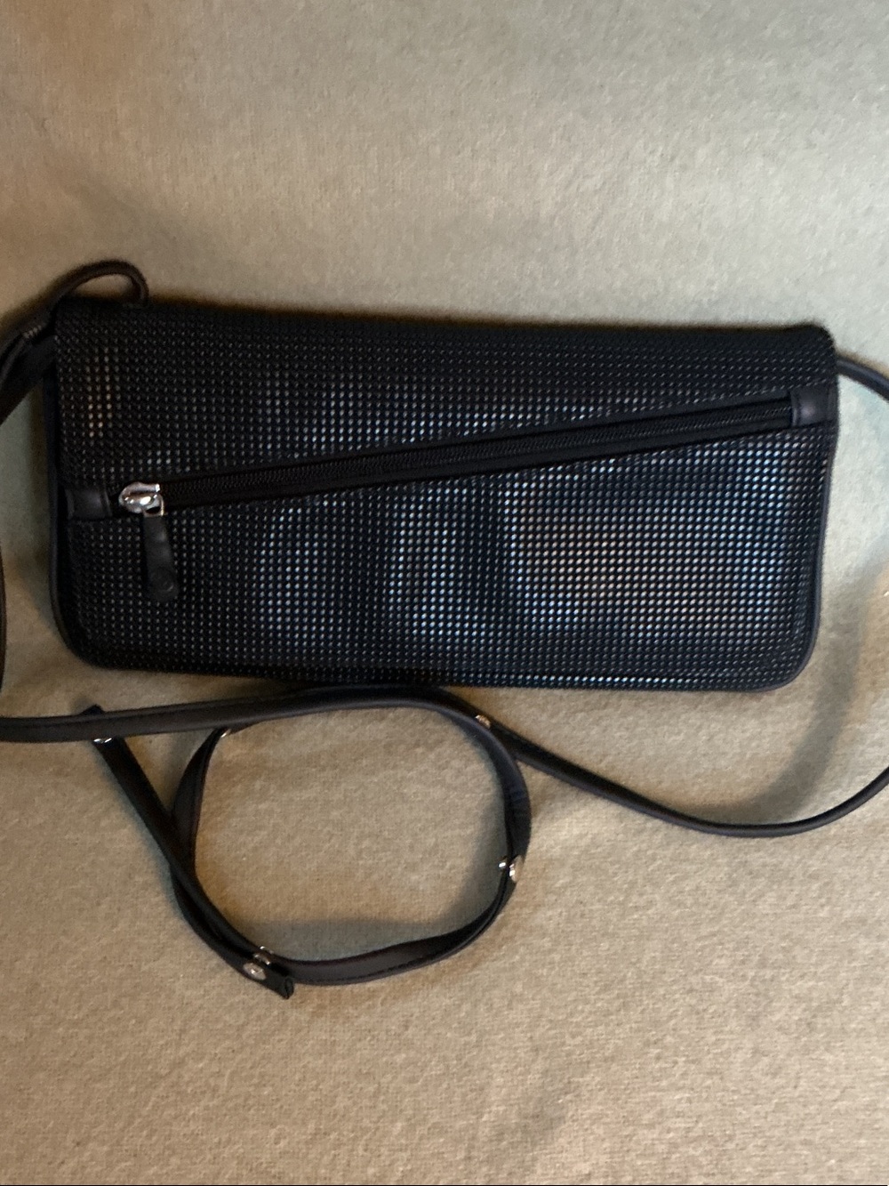 Black Men's Crossbody Bag - Sleek Textured Design